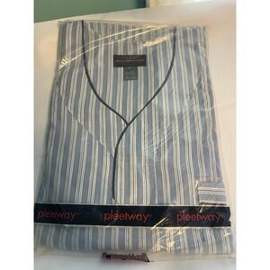 Vintage 60s 70s Mens PLEETWAY Cotton Pajamas Set Blue Windowpane ‎ 2X New